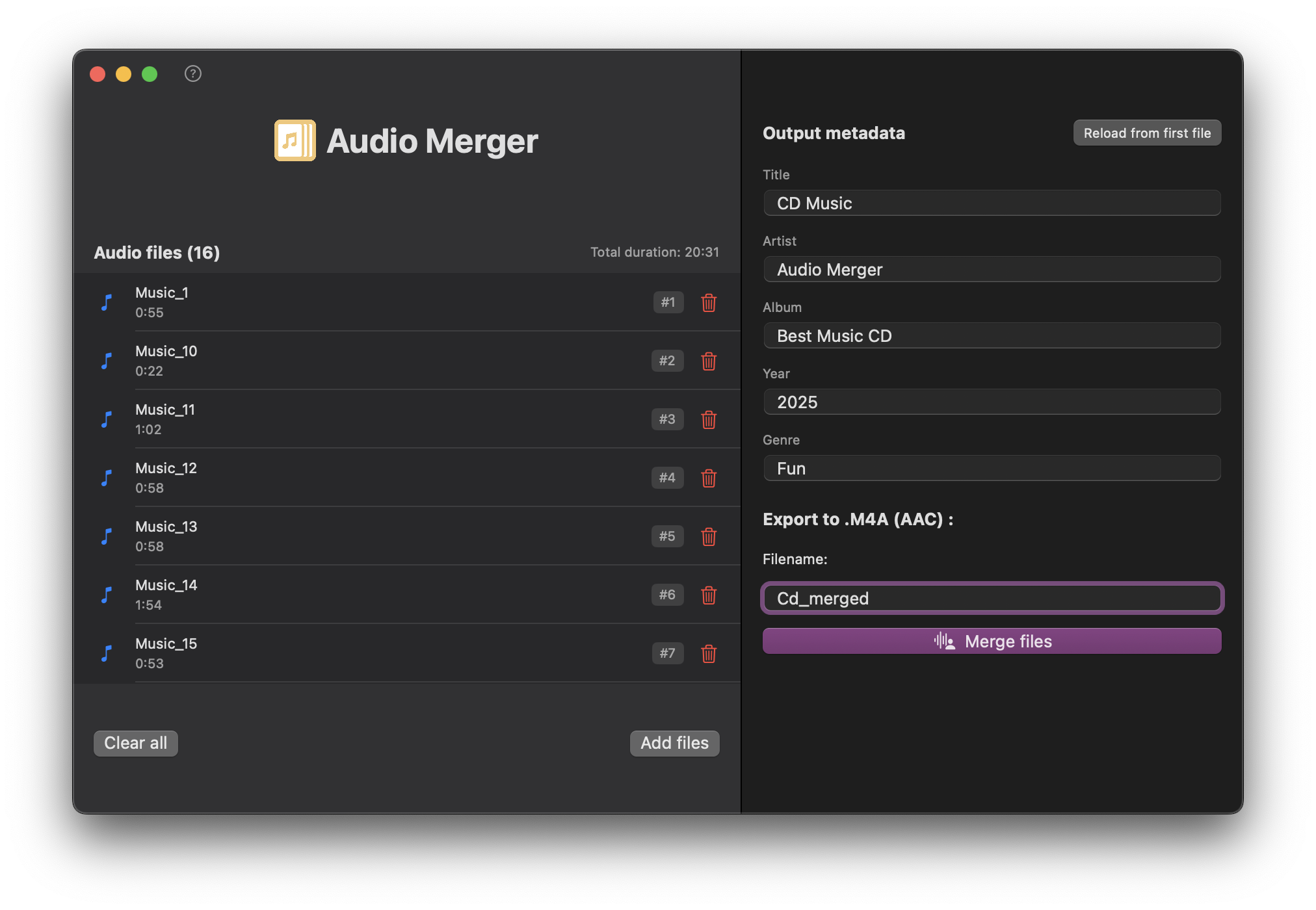 Audio Merger interface preview